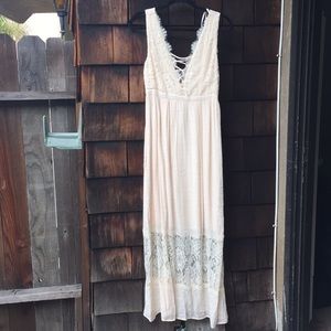 Blush lace maxi dress